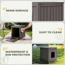 Cat Litter Box Enclosure, Enclosed Cat Litter Box Raised Floor, Openable Front Door Outdoor Cat House Weatherproof, Easy to Clean, Black