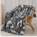 Tuddrom Decorative Extra Soft Fuzzy Faux Fur Throw Blanket 50" x 60",Solid Reversible Long Hair Shaggy Blanket,Fluffy Cozy Plush Comfy Microfiber Fleece Blanket for Couch Sofa Bedroom,Tie Dye Grey