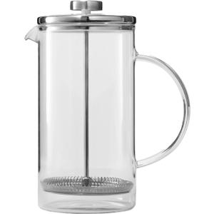 Public Goods 34 oz. French Press Coffee Maker | 1 Liter High-Heat Borosilicate Glass French Press | Stainless Steel Lid | Heat-Resistant, Durable, Dishwasher Safe