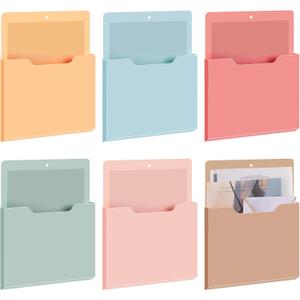 Fuutreo 6 Pcs Magnetic Wall File Organizer Magnetic Wall File Holder Refrigerator Magazine Holder for Mail Letters Paper(Light Vintage,Vertical-large)