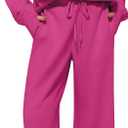 Casly Lamiit Women's 2 Piece Outfits Lounge Set 2025 Oversized Half Zip Sweatshirt Wide Leg Sweatpant Set Sweatsuit Tracksuit (Large)