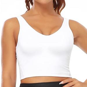 OUYISHANG Strappy Yoga Workout Sports Bras for Women Criss Cross Back Medium Support Running Bra with Removable Cups