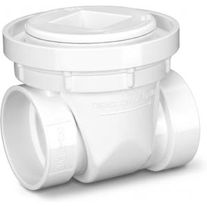 2 Inch Backwater Valve White PVC Drain Backflow Preventer for Sewage and Rainwater Automatic Sewer Backflow Prevention Valve for Residential Commercial Use
