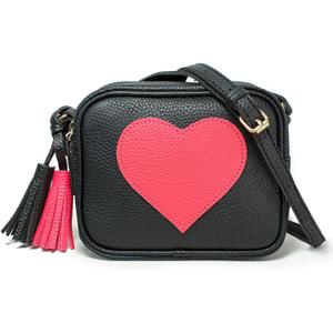 Gift for Girls Women Heart Purse Small Crossbody Bag PU Leather Roomy with Tassel and Adjustable Straps Design in Italy