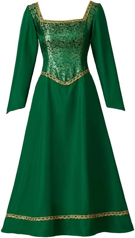 Saniplaycos Princess Cosplay Dress Green Outfits Fancy Halloween Costumes for Women M