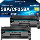 58A Toner Cartridge Black (with chip) Compatible for HP 58A CF258A 58X CF258X to Use with HP Laser MFP M428fdw M428fdn M428dw Pro M404n M404dn M404dw M406dn M430f M404 M428 (2-Pack)