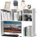 VEVOR Desktop Bookshelf, Storage Organizer with 5 Shelves for Computer Desk, Wooden Shelf Desk Hutch with Anti-Slip Feet Pads, Desk Top Display Rack for Office, Home & Dorm, White
