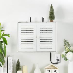 Noviko Wifi Storage Box Wall Mount Wifi Router Box Hider Decorative Router Storage Box Modem Wall Mount (White, 16.5"W x 4.7"D x 12.6"H)