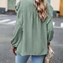 PRETTYGARDEN Women's Long Sleeve Blouses Ruffle Swiss Dot Crochet Loose Fit Tunic Dressy Casual Tops Shirts Spring Fashion 2026 (Fruit Greenack XS) (Green, XS)