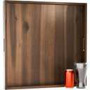 TIDITA 24 x 24 inch Acacia Wood Square Ottoman Tray Large Wooden Tray for Ottoman, Extra Large Ottoman Tray for Living Room, Coffee Table & Decorative Use (Walnut Color)