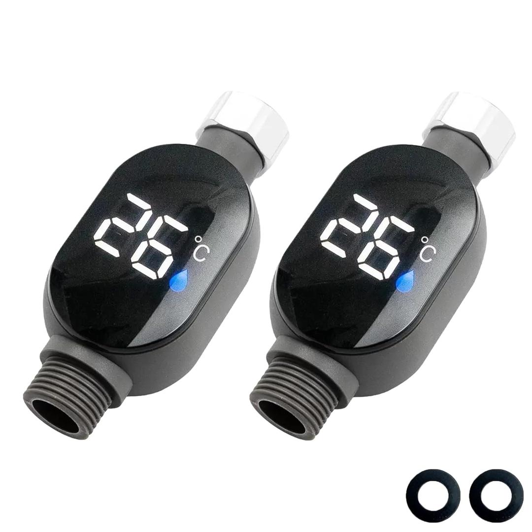 Shower Water Temperature Gauge - 2 Pack LED Digital Display Thermometer for Accurate Bathing Temperature Monitoring