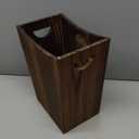 ETELI Wood Waste Basket Small Trash Can for Office Rectangular Trash Can Decorative with 2 Handles for Bathroom Bedroom Kitchen Hotel (Brown)