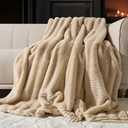 EVERGRACEHOME Faux Rabbit Fur Throw Blanket, 60''x80'', Beige
Ultra Soft, Luxury Sculpted Texture Faux Fur Blanket, Fluffy Thick Plush Warm, Velvety Reverse, 920GSM, for Couch, Bed, Sofa