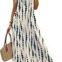 OFEEFAN Maxi Dress Sleeveless Casual Summer Dresses for Women 2026 Decorative Button Down Sundresses with Pockets L