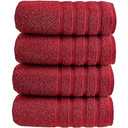 HALLEY Turkish 4 Pack Premium Bath Towels (4 Pieces) 650 GSM Highly Absorbent Super Soft 100% Cotton - 4 Bath Towels (Red)