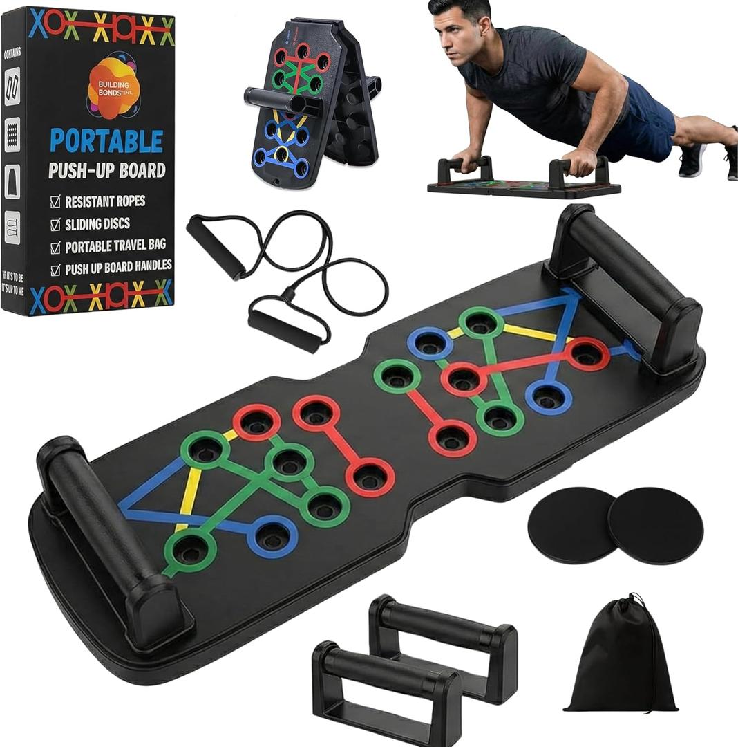 Push Up Board 21-in-1 Home Workout Equipment for Men & Women  Multi-Functional Push Up Bar with Handles, Resistance Bands, Sliding Discs & Carry Bag  Heavy-Duty 330 lbs Home Gym Equipment