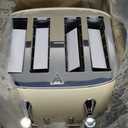 Mueller Retro Toaster 4 Slice with Extra Wide Slots Bagel, Defrost, and Cancel Function, 6 Browning Levels, Dual Independent Controls, Removable Crumb Tray and High Lift Levers, Beige