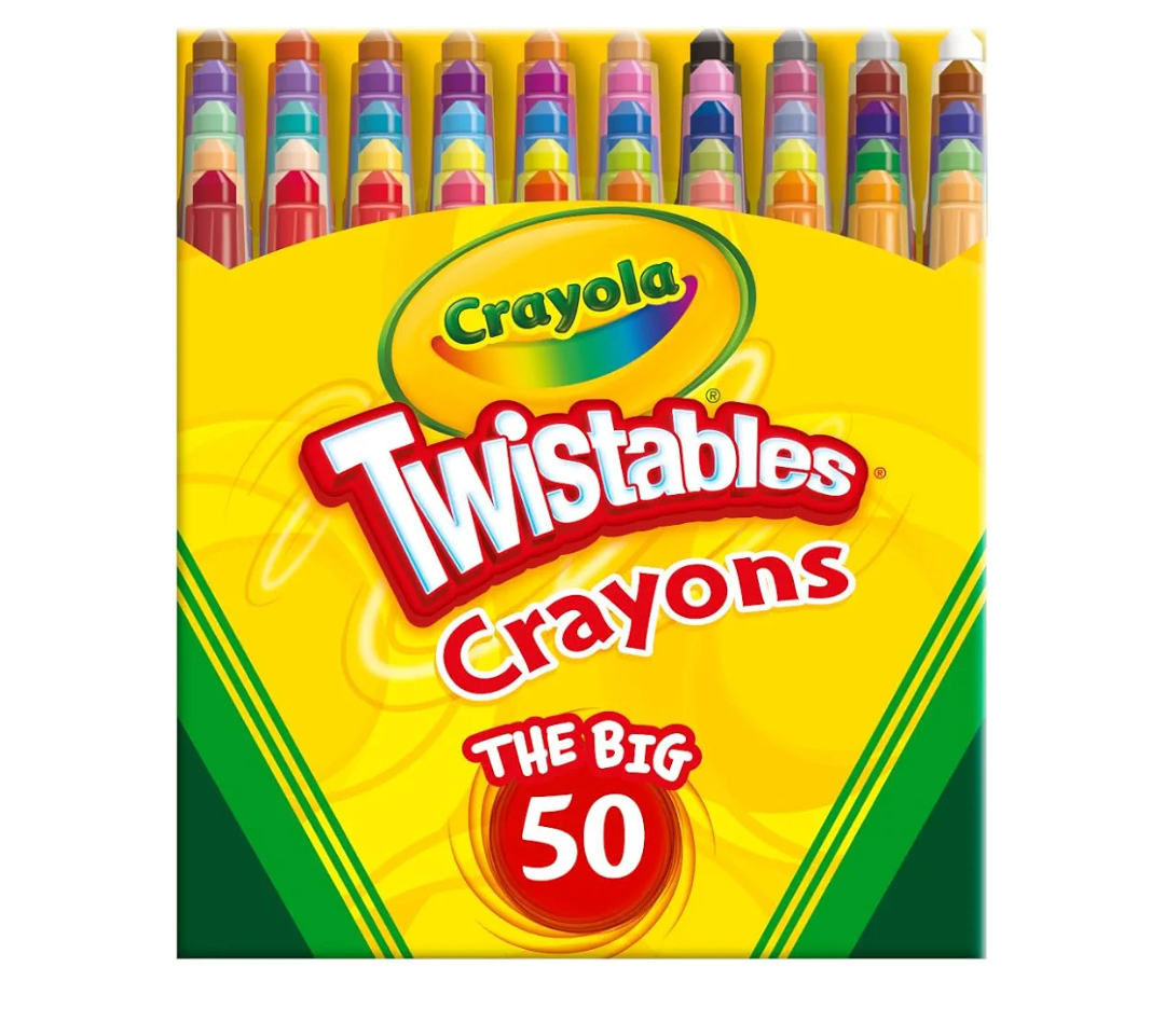 Crayola Mini Twistables Crayons for Kids (50ct) Stocking Stuffers & Holiday Gifts, No Peel Toddler Crayons for Coloring Books, Arts & Crafts Supplies, 3+