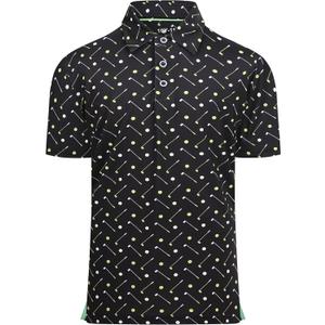Damipow Boys Golf Shirt Moisture Wicking Youth Polo Shirts Quick Dry Kid Collared Shirt (6 Years, Black Balls)