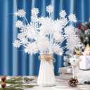 6 Pcs Glitter Snowflake Picks for Floral Arrangements 16.9 Inch Christmas Snowflake Picks Sprays Branches White Xmas Tree Sticks for Winter Wonderland Decorations Vase Fillers Wreath DIY