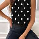Samefar Womens Summer Tank Tops Pleated Crewneck Casual Loose Chiffon Blouses Sleeveless Tops Business Work Shirts (XXL, Black)