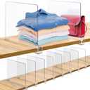 Consevisen Shelf Dividers for Closet Organization and Storage, 10 Pack Acrylic Clear Closet Shelf Dividers for Wood Shelves, Vertical Sweater Handbag Purse Organizer for Bedroom Kitchen Office (12"x8")