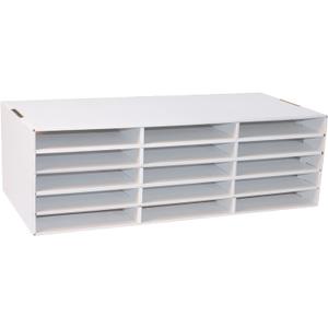 Classroom Keepers 9" x 12" Construction Paper Storage, 15-Slot, White, 9-3/8"H x 29-1/4"W x 12-7/8"D, 1 Unit