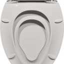 Elongated Toilet Seat, 19" Toilet Seat with Built-In Potty Training Seat for Toddlers, Quiet Close Hinges, Safe PP Material, Easy Install for Family Bathrooms, Biscuit