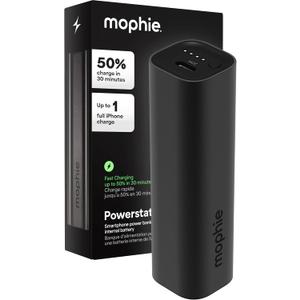 Mophie Powerstation Mini 5,000mAh Portable Power Bank (Gen 3)  Ultra-Fast USB-C PD, 20W Output, Up to One Full Phone Charge, Pocket-Sized, LED Indicator, Includes USB-C Cable, Black