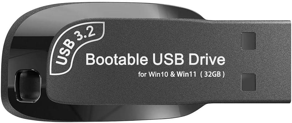 32GB USB Flash Drive 3.2  Bootable Windows 11/10 Installer, Password Reset, WiFi LAN Drivers, UEFI & Legacy Support, Reinstall, Upgrade, WINPE Recovery Tool, USB Storage Flash Drive for PC/Laptop