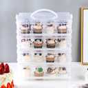 Cupcake Carrier Stackable Storage Container Collapsible Cake Carrier with Lid and Handle, with 50 PCS Cupcake liners, Reusable Plastic Dessert Travel Container, Transport Box (48 Cupcakes White), 15.7 inches x 10 inches x 10 inches