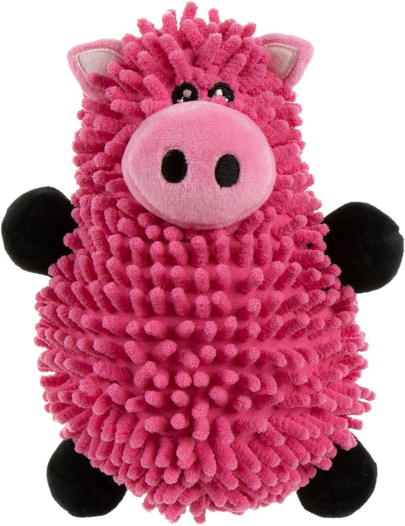 goDog Mopz Pig Squeaky Plush Dog Toy, Chew Guard Technology - Pink, Large