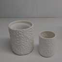 Large 7.3"+5.4" Engraved Ceramic Utensil Holder for Countertop, Cooking Utensils Organizer for Spatula, Large Utensils Crock for Kitchen Counter, Kitchen Decor, set of 2, White