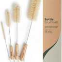 Vove Bottle Brush Set, 4 Natural Sisal Bottle Brushes with Long Bamboo Handles, Plastic-Free Bottle & Straw Cleaner Set, Zero Waste, Stainless Steel Wire, FSC Certified Bamboo, Kraft Packaging