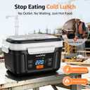 Self Heating Cordless Heated Lunch Box for Men, 27000mah Battery Powered Electric Food Warmer 5.7-Cup, No Cold Spots 5-Side Heating, Auto-Heat Timer with Memory, Designed for Work, Truck & Outdoor