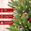 TigeJoy 4FT Flocked Potted Trees, Warm LED Battery Operated, 2-Pack