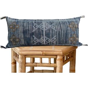 Sabra Pillow Cover Blue Cotton Pillow Cover Lumbar Pillow Case Handmade Cushion Cover