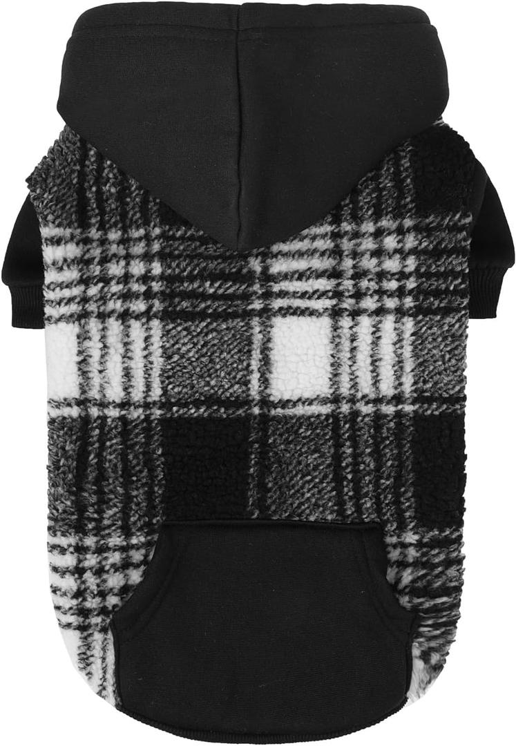 PUPTECK Dog Hoodie Puppy Sweatshirt Warm Dog Sweater Winter Clothes Cold Weather Coats for Small Medium Large Dogs, Black, XS