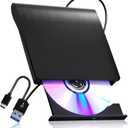 External CD/DVD Drive for Laptop PC CD DVD Player USB 3.0 Portable Optical Drive CD Burner Compatible with Windows 10 11 Linux Mac OS (Black)