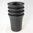 4 Japanese Black Round Plastic Cascade Bonsai Training Pot, Orchid Planter - 4"x 4"x 4.25" (4X#3.5)