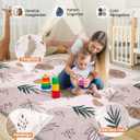 71x59 Playpen Mat Foam, Large Baby Play Mat for Babies Kids Toddlers Infants Floor Crawling, Washable Cushioning Padded Playmat for Indoor Outdoor, Baby Gifts for Boys Girls, Boho Leaf