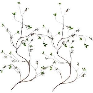 Curly Willow Branches Artificial Tree Vines with Fruits and Leaves Flexible Plant Stems Jungle Greenery Twigs Liana for Home Wedding Garden Wall Background Decor 67 inches (Green - Pack of 2)