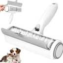 Roller Pet Hair Remover Reusable Lint Roller for Dog & Cat Hair on Furniture, Couch, Carpet, Rugs, Bedding & Car Portable, Eco-Friendly (White Gray)