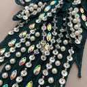 succi shan Wings Sequins Guardian Angels Patches Rhinestone Applique On for Clothes Jackets Jeans Dress DIY Decoration,1 Pair (Deep Green)