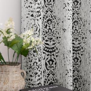 Black and Grey Cream Living Room Curtains 84 Inches Long Damask Patterned Dark Light Blocking Window Treatments Room Curtains Drapes for Bedroom,52x84 Inch Length 2 Panels Set