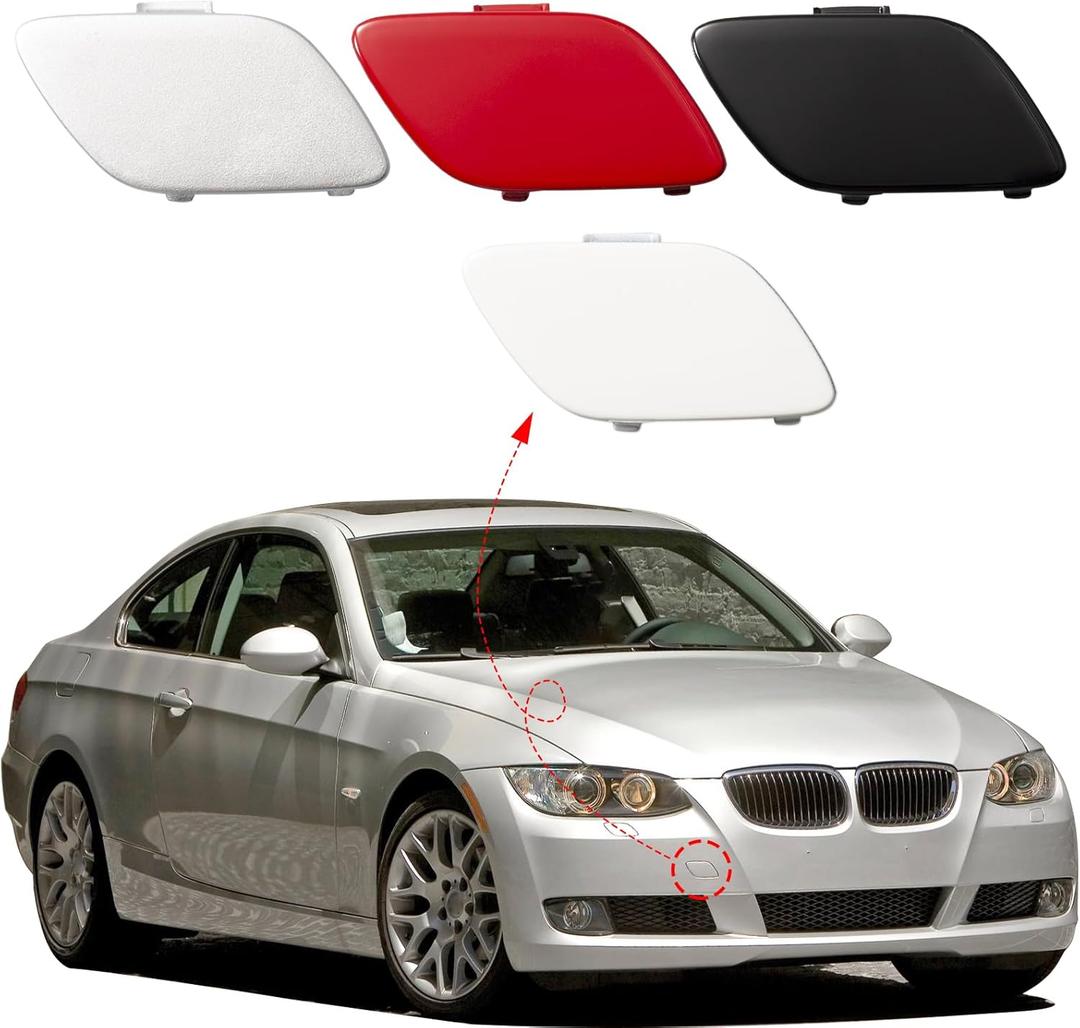 Front Bumper Tow Hook Cover Towing Eye Cap Fit for BMW E92 Coupe E93 Convertible 3-Series 328i 335i 2007 2008 2009 2010 51117187956 (Black Right Passenger Side)