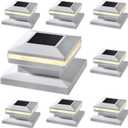 Dynaming 8 Pack Solar Post Lights, Outdoor Decorative Posts Cap Light, Solar Powered White Shell Caps, High Brightness Warm White SMD LED Lighting for Fence Deck Patio, Fit 4x4, 5x5 or 6x6 Wooden Post