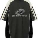 Mens Oversize Graphic Raglan T Shirt Vintage Letter Print Speedway Racing Tees Casual Unisex Streetwear Tops Size L