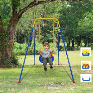 3-in-1 Toddler Swing Set, Indoor/Outdoor Baby Swing with Foldable Metal Stand, Kids Swing Seat for Playground,3 in 1 Kids Swing Seat Easy to Assemble and Store at Home Garage