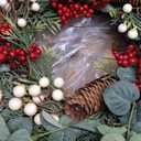 22 Inch Christmas Wreath with Hanger, Christmas Wreaths for Front Door with Red White Berry Pine Cone Xmas Wreaths for Front Door Wall Home Outdoor Decor